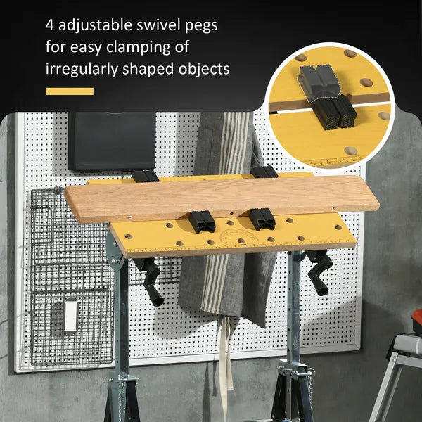 HOMCOM Work Bench Tool Stand with Adjustable Height and Angle, Carpenter Saw Table with 4 Clamps, Steel Frame, 220lbs Capacity - product image 5