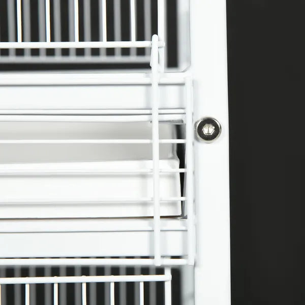 Wrought Metal Bird Cage Feeder 67" H with Rolling Stand Perches Food Containers Doors Wheels White - product image 8
