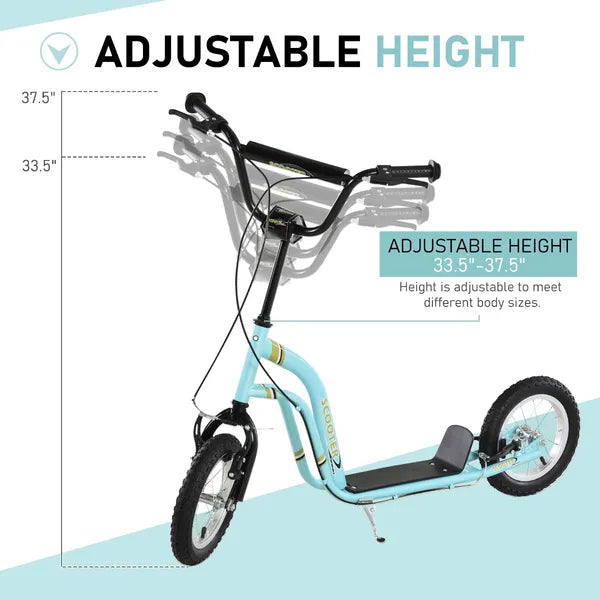 Aosom Youth Scooter Blue with Front Rear Caliper Dual Brakes 12-Inch Inflatable Wheel for Ages 5+ - product image 4