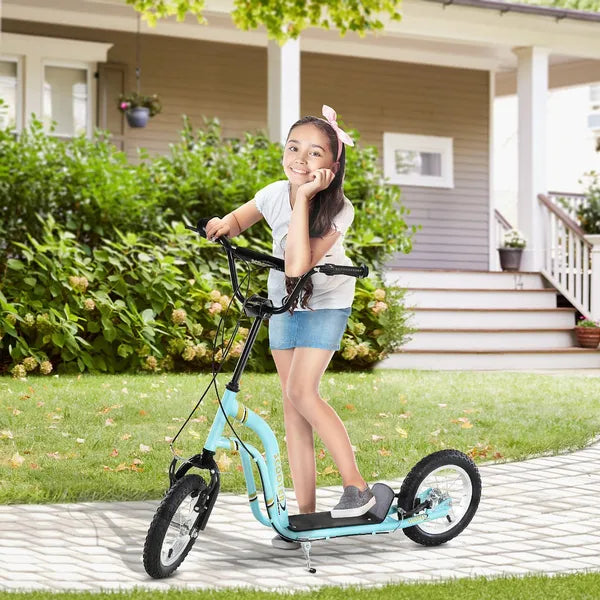 Aosom Youth Scooter Blue with Front Rear Caliper Dual Brakes 12-Inch Inflatable Wheel for Ages 5+ - product image 2