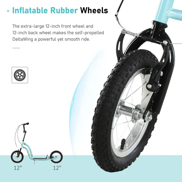 Aosom Youth Scooter Blue with Front Rear Caliper Dual Brakes 12-Inch Inflatable Wheel for Ages 5+ - product image 6