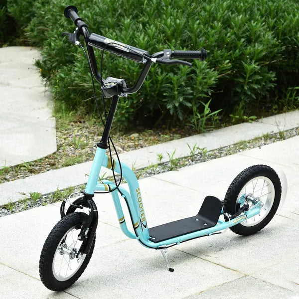 Aosom Youth Scooter Blue with Front Rear Caliper Dual Brakes 12-Inch Inflatable Wheel for Ages 5+ - product image 8