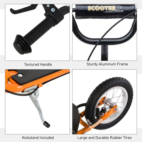 Youth Scooter Kick Scooter with Adjustable Handlebar, Front and Rear Dual Brakes and Inflatable Wheels, for Kids 5+, Orange - product image 7
