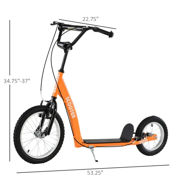 Youth Scooter Kick Scooter with Adjustable Handlebar, Front and Rear Dual Brakes and Inflatable Wheels, for Kids 5+, Orange - product image 3