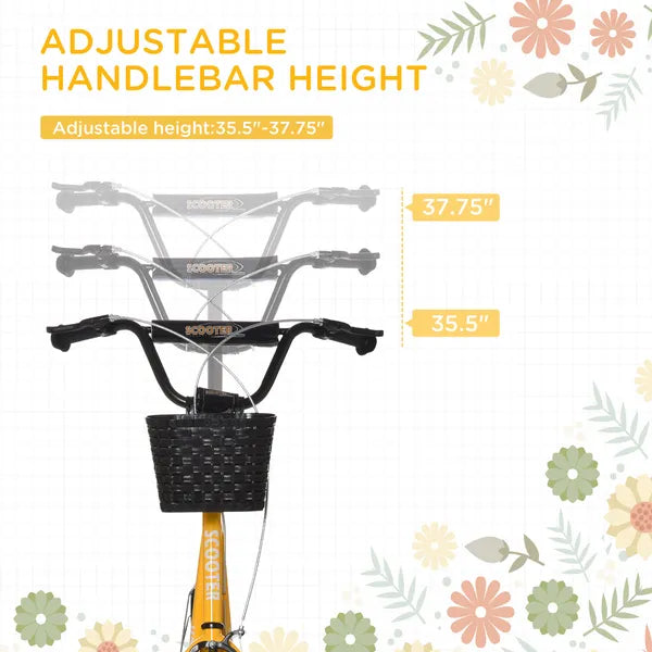 Youth Scooter, Kick Scooter with Adjustable Handlebars, Double Brakes, 16" Inflatable Rubber Tires, Basket, Cupholder, Orange - product image 4