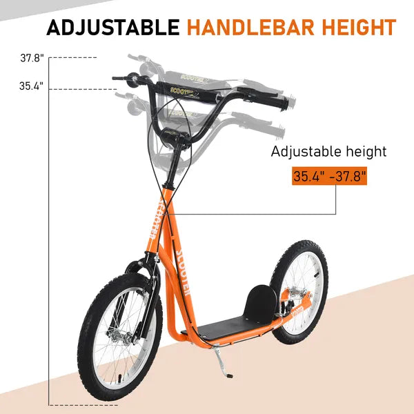 Aosom Youth Scooter, Orange, Kick Scooter for Kids 5+ with Adjustable Handlebar, Dual Brakes - product image 4