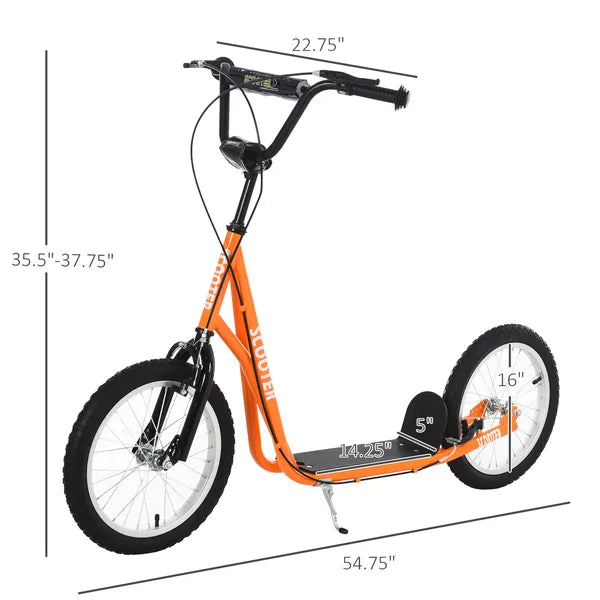 Aosom Youth Scooter, Orange, Kick Scooter for Kids 5+ with Adjustable Handlebar, Dual Brakes - product image 3