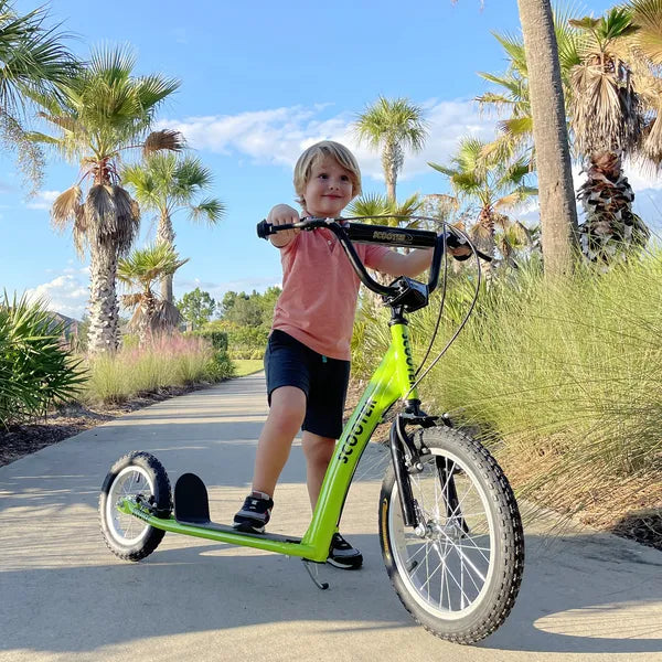 Aosom Youth Scooter with Adjustable Handlebar, Front and Rear Dual Brakes and Inflatable Wheels, for Kids 5+, Green - product image 2