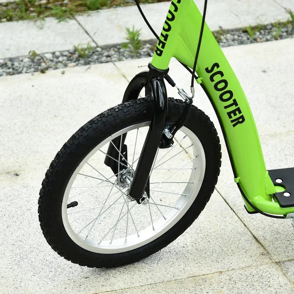 Aosom Youth Scooter with Adjustable Handlebar, Front and Rear Dual Brakes and Inflatable Wheels, for Kids 5+, Green - product image 8