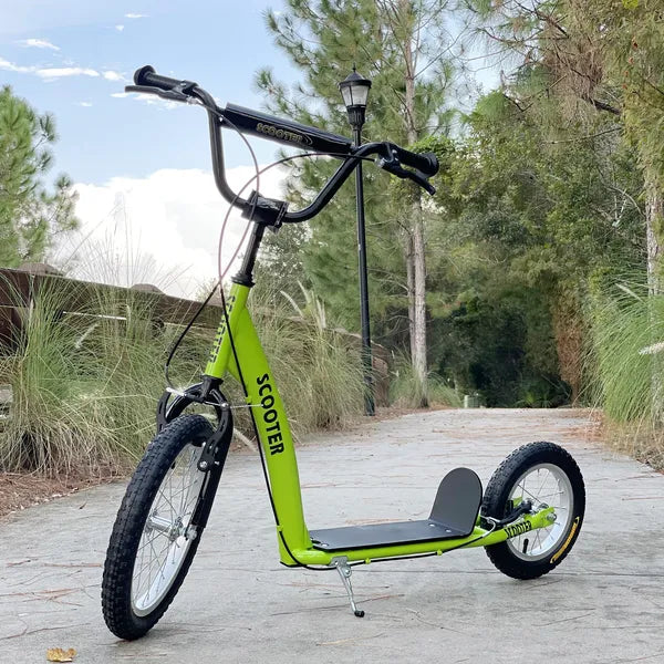Aosom Youth Scooter with Adjustable Handlebar, Front and Rear Dual Brakes and Inflatable Wheels, for Kids 5+, Green - product image 10