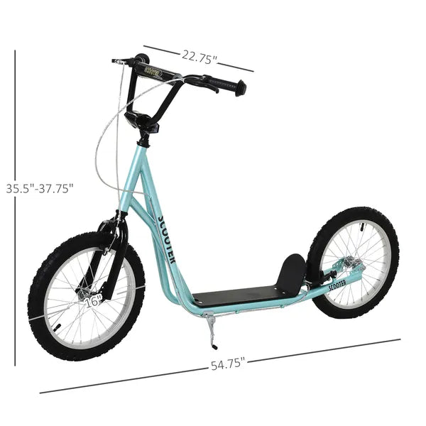 Aosom Youth Scooter with Adjustable Handlebar, Kick Scooter with Dual Brakes Inflatable Wheels, Blue, for Kids 5+ - product image 3
