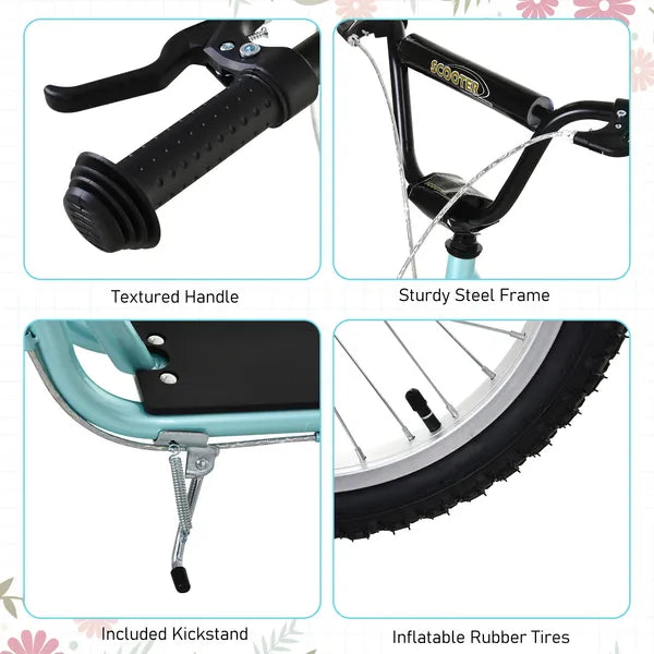 Aosom Youth Scooter with Adjustable Handlebar, Kick Scooter with Dual Brakes Inflatable Wheels, Blue, for Kids 5+ - product image 6
