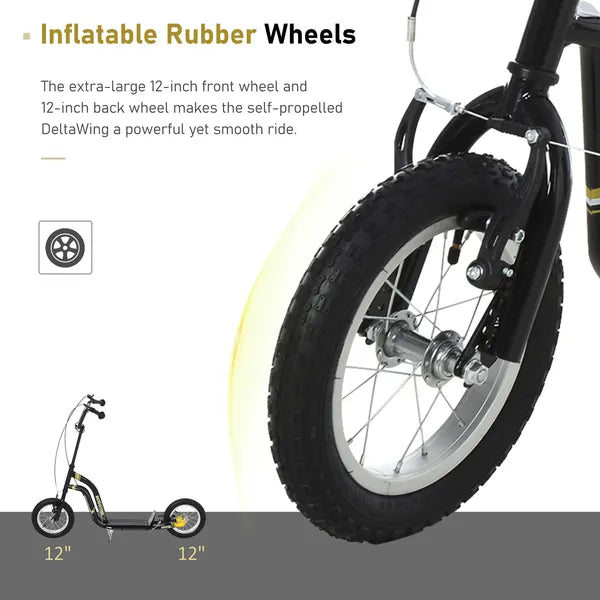 Youth Scooter with Dual Brakes, 12-Inch Inflatable Wheel, Black, for Ages 5+ - product image 4