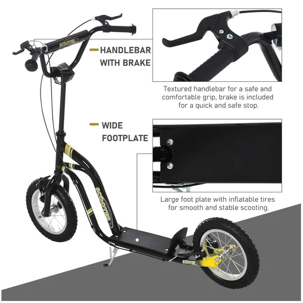 Youth Scooter with Dual Brakes, 12-Inch Inflatable Wheel, Black, for Ages 5+ - product image 6