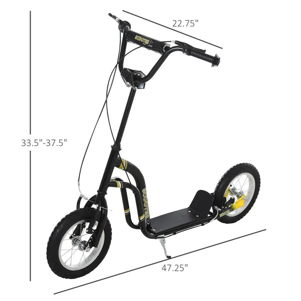 Youth Scooter with Dual Brakes, 12-Inch Inflatable Wheel, Black, for Ages 5+ - product image 3