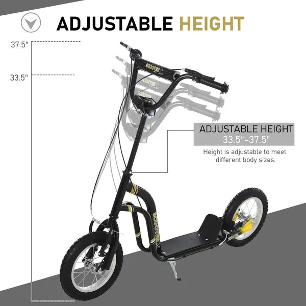 Youth Scooter with Dual Brakes, 12-Inch Inflatable Wheel, Black, for Ages 5+ - product image 7