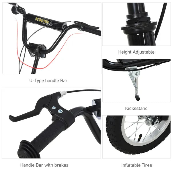 Youth Scooter with Dual Brakes, 12-Inch Inflatable Wheel, Black, for Ages 5+ - product image 5