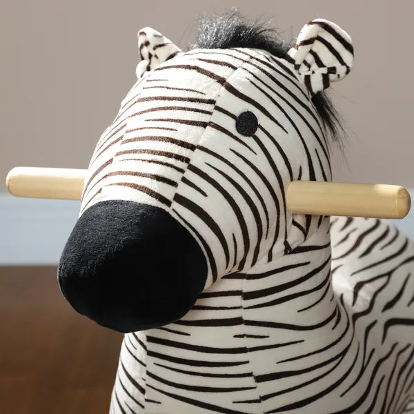 Zebra Shaped Kids Rocking Horse with Realistic Sound for 2-4 Years, Black - product image 9