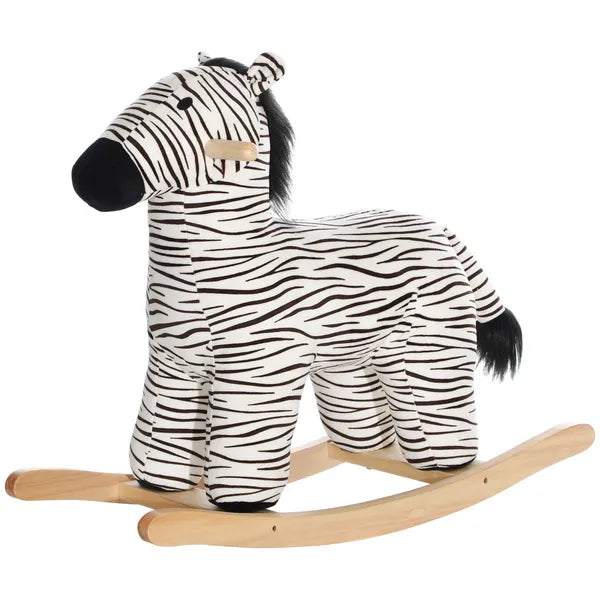 Zebra Shaped Kids Rocking Horse with Realistic Sound for 2-4 Years, Black - product image 1