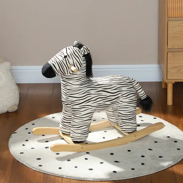 Zebra Shaped Kids Rocking Horse with Realistic Sound for 2-4 Years, Black - product image 10
