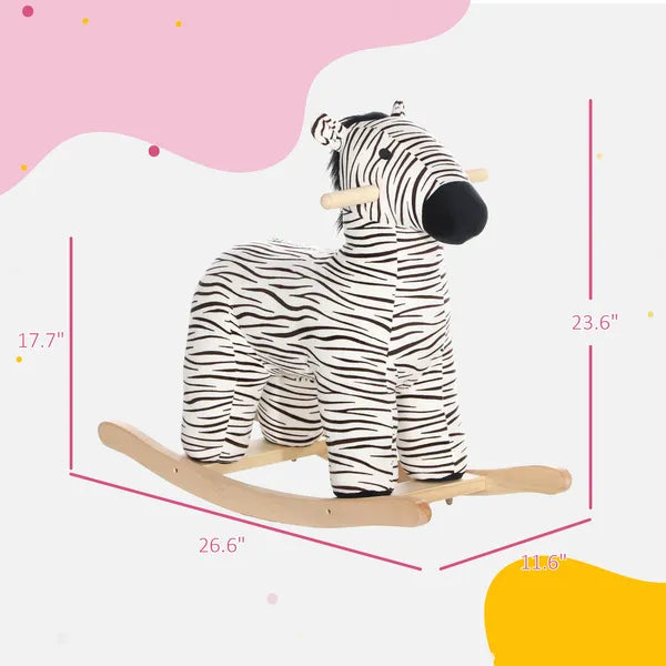 Zebra Shaped Kids Rocking Horse with Realistic Sound for 2-4 Years, Black - product image 3