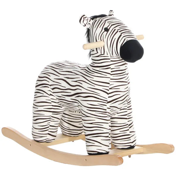 Zebra Shaped Kids Rocking Horse with Realistic Sound for 2-4 Years, Black - product image 11