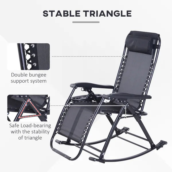 Zero-G Zen Outdoor Zero Gravity Rocking Chair with Headrest, Tray and Phone Holder - product image 6