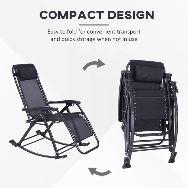 Zero-G Zen Outdoor Zero Gravity Rocking Chair with Headrest, Tray and Phone Holder - product image 4