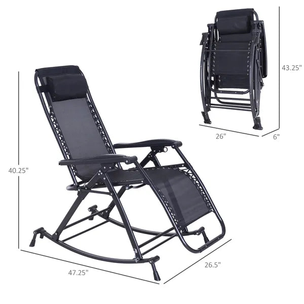 Zero-G Zen Outdoor Zero Gravity Rocking Chair with Headrest, Tray and Phone Holder - product image 3