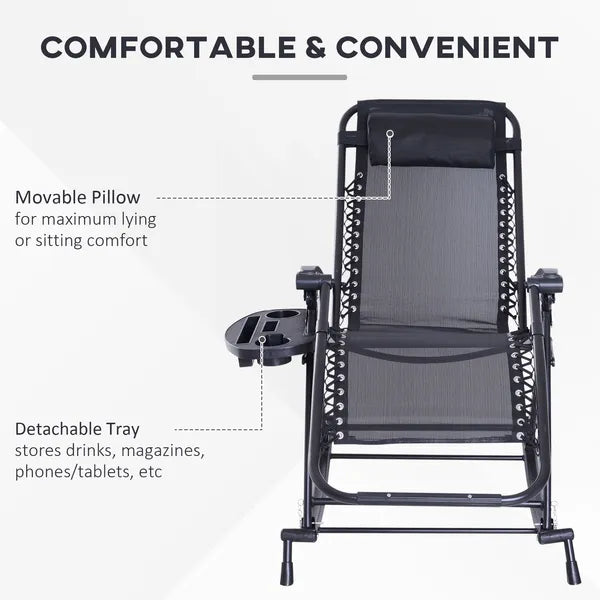 Zero-G Zen Outdoor Zero Gravity Rocking Chair with Headrest, Tray and Phone Holder - product image 5