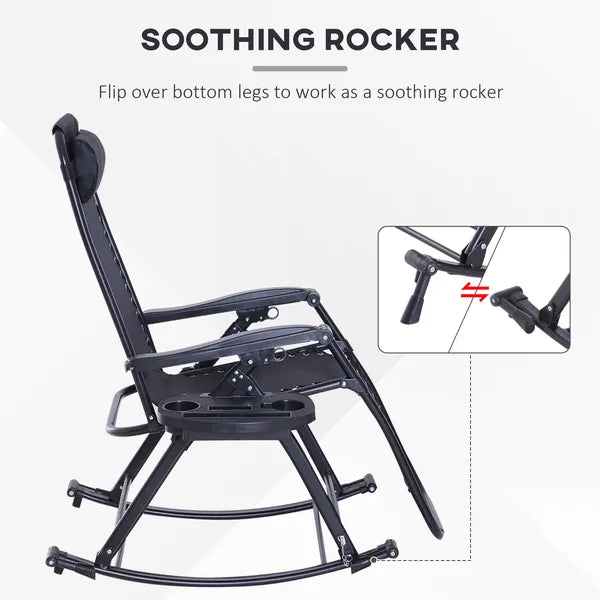 Zero-G Zen Outdoor Zero Gravity Rocking Chair with Headrest, Tray and Phone Holder - product image 8