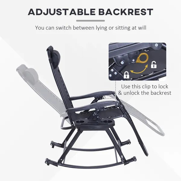 Zero-G Zen Outdoor Zero Gravity Rocking Chair with Headrest, Tray and Phone Holder - product image 7