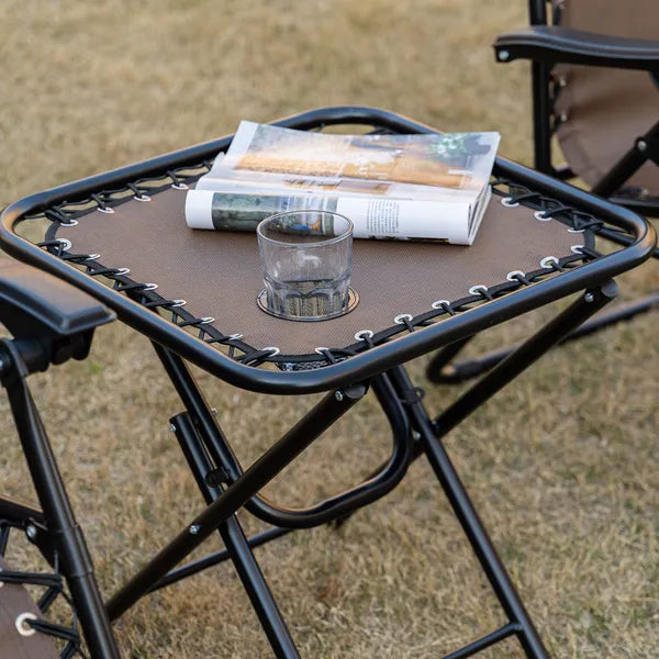 Outsunny 3-Piece Zero Gravity Chair Set with 2 Recliners and Side Table Brown - product image 8