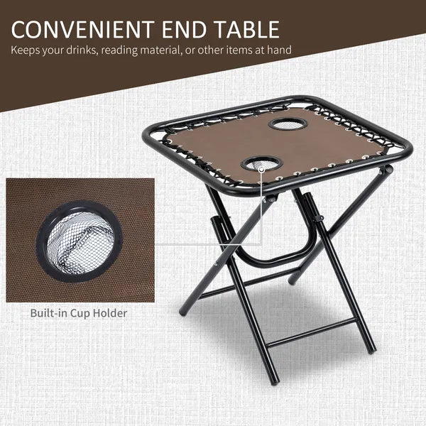 Outsunny 3-Piece Zero Gravity Chair Set with 2 Recliners and Side Table Brown - product image 5