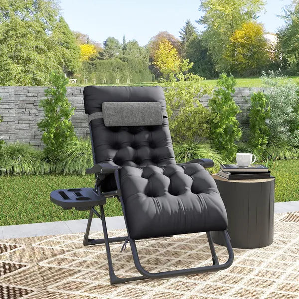 Outsunny Zero Gravity Recliner Chair with Cup Holder Cushion Foldable Black - product image 9