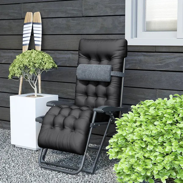Outsunny Zero Gravity Recliner Chair with Cup Holder Cushion Foldable Black - product image 8