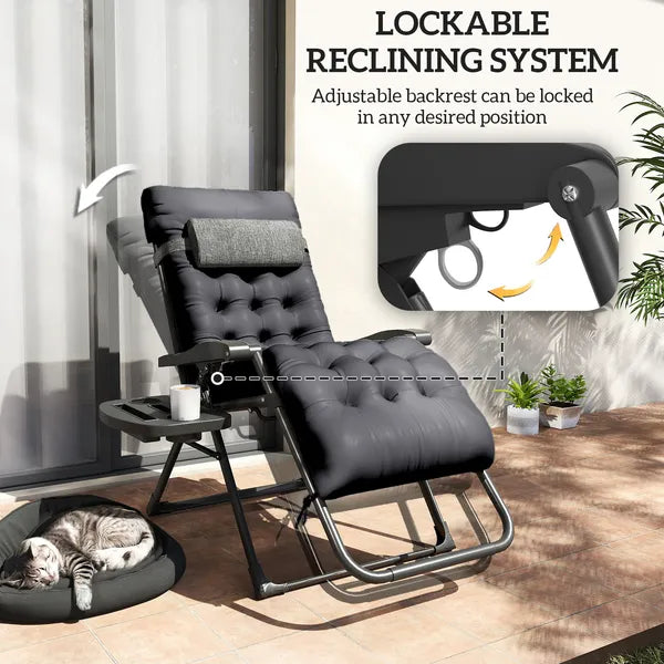 Outsunny Zero Gravity Recliner Chair with Cup Holder Cushion Foldable Black - product image 4