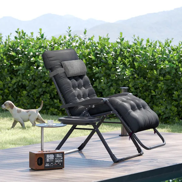 Outsunny Zero Gravity Recliner Chair with Cup Holder Cushion Foldable Black - product image 10