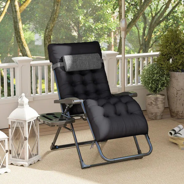 Outsunny Zero Gravity Recliner Chair with Cup Holder Cushion Foldable Black - product image 2