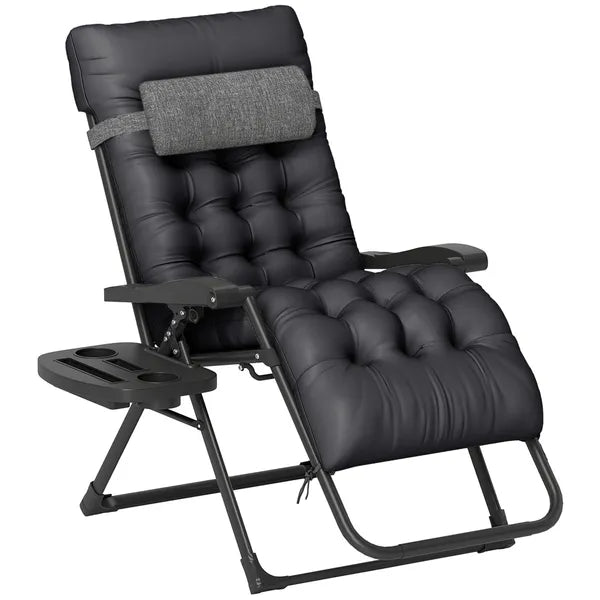 Outsunny Zero Gravity Recliner Chair with Cup Holder Cushion Foldable Black - product image 11