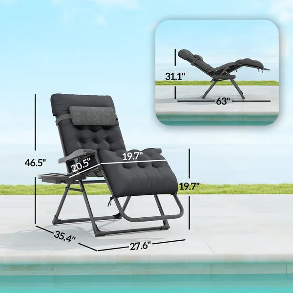 Outsunny Zero Gravity Recliner Chair with Cup Holder Cushion Foldable Black - product image 3