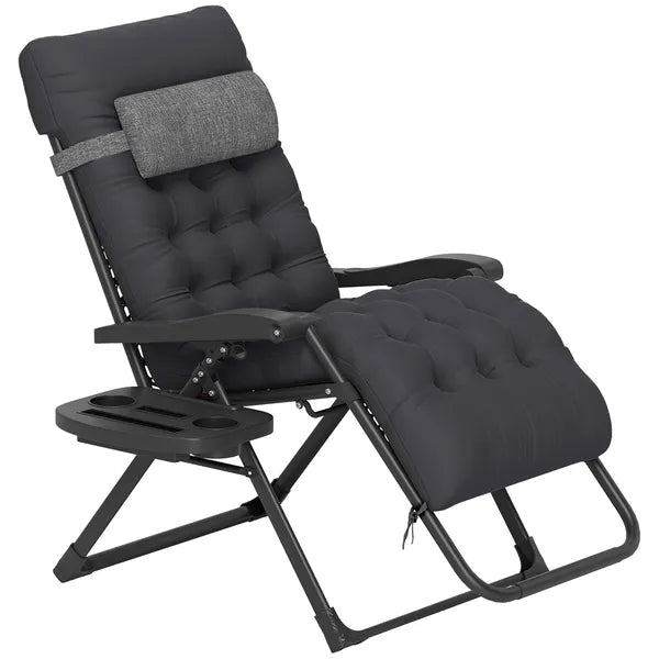 Outsunny Zero Gravity Recliner Chair with Cup Holder Cushion Foldable Black - product image 1