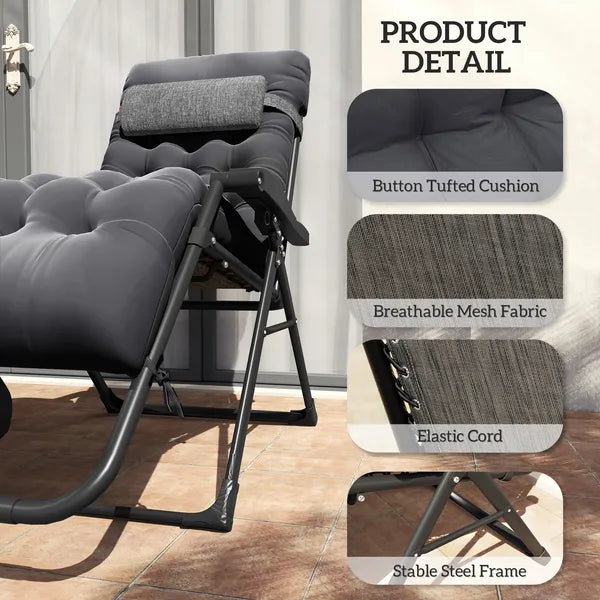 Outsunny Zero Gravity Recliner Chair with Cup Holder Cushion Foldable Black - product image 7