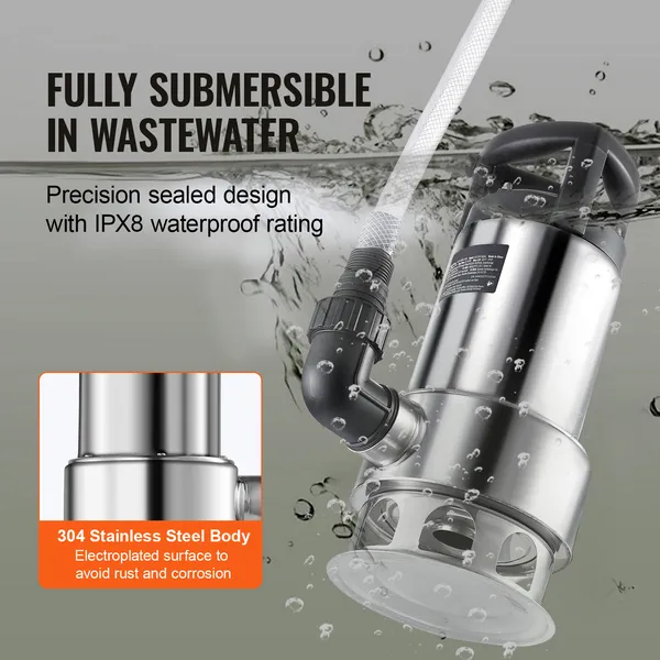 1 HP 4020 GPH Submersible Sump Pump, 30 ft Lift, Automatic Float Switch