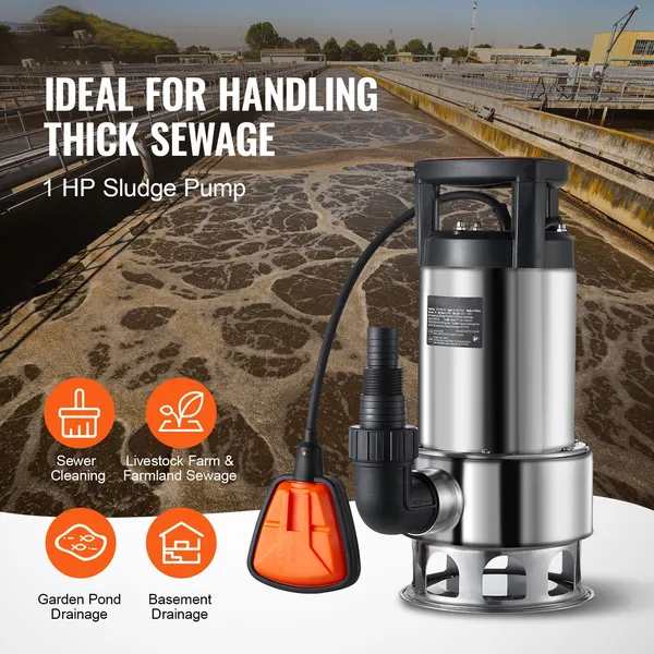 1 HP 4020 GPH Submersible Sump Pump, 30 ft Lift, Automatic Float Switch
