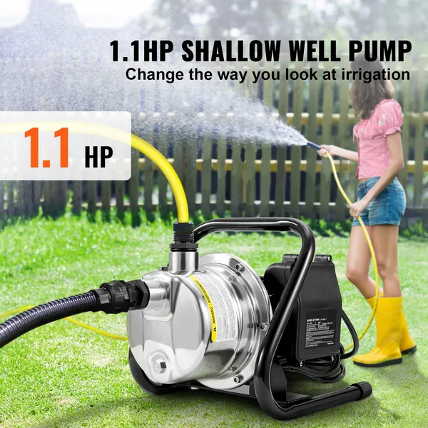 1.1 HP 115V Shallow Well Pump, 978 GPH, 131 ft Head, 40 PSI